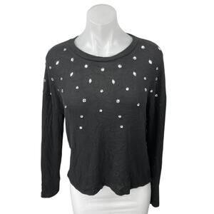 Divided by H&M Black Rhinestone Embellished Long Sleeve Sweater Top Size M